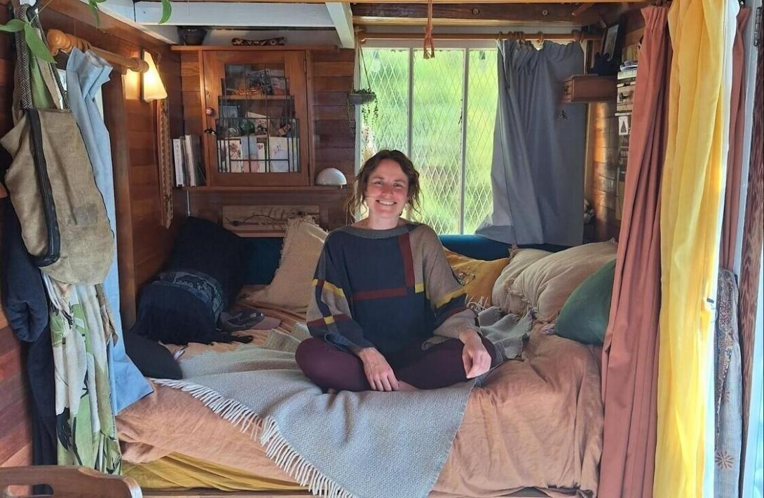 Our trustee Fiona at home in her tinyhouse